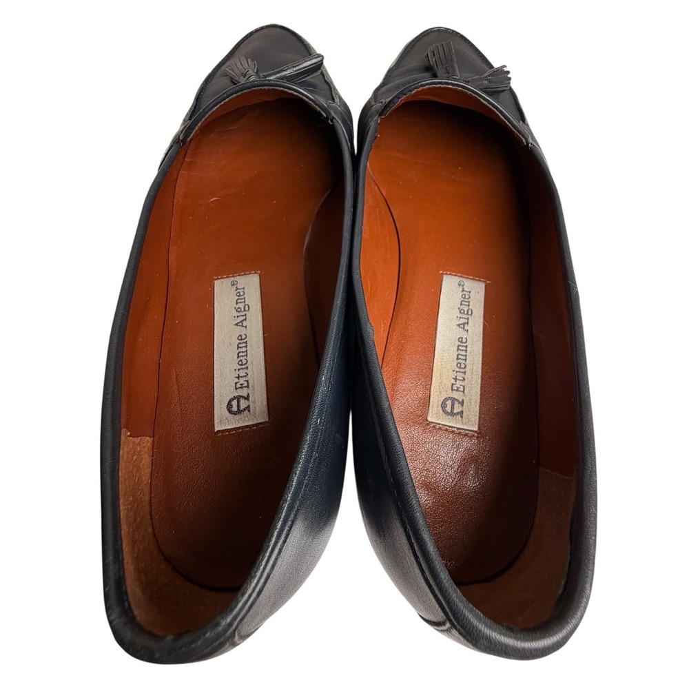 Vintage Etienne Aigner Ally Navy Leather Tassel Loafers 8.5 - Picture 6 of 14